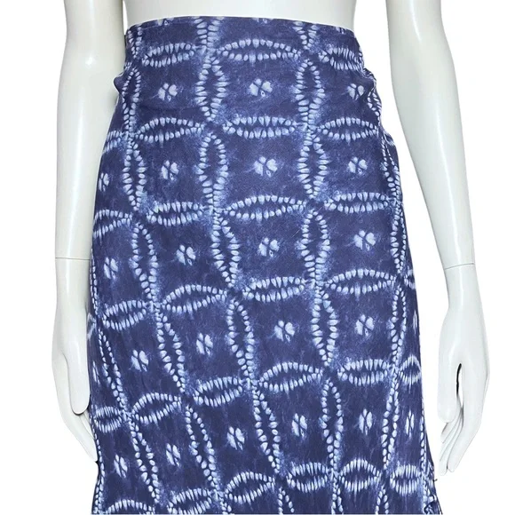 Vintage Y2K 100% Silk Blue Asymmetrical Midi Skirt Fairy Grunge Boho M/L Tie Dye - Picture 6 of 9